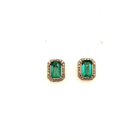 Natural Emerald Diamond Stud Earrings 14k Gold 1.85 TCW Certified $3,950 111884 - Picture 3 of 14